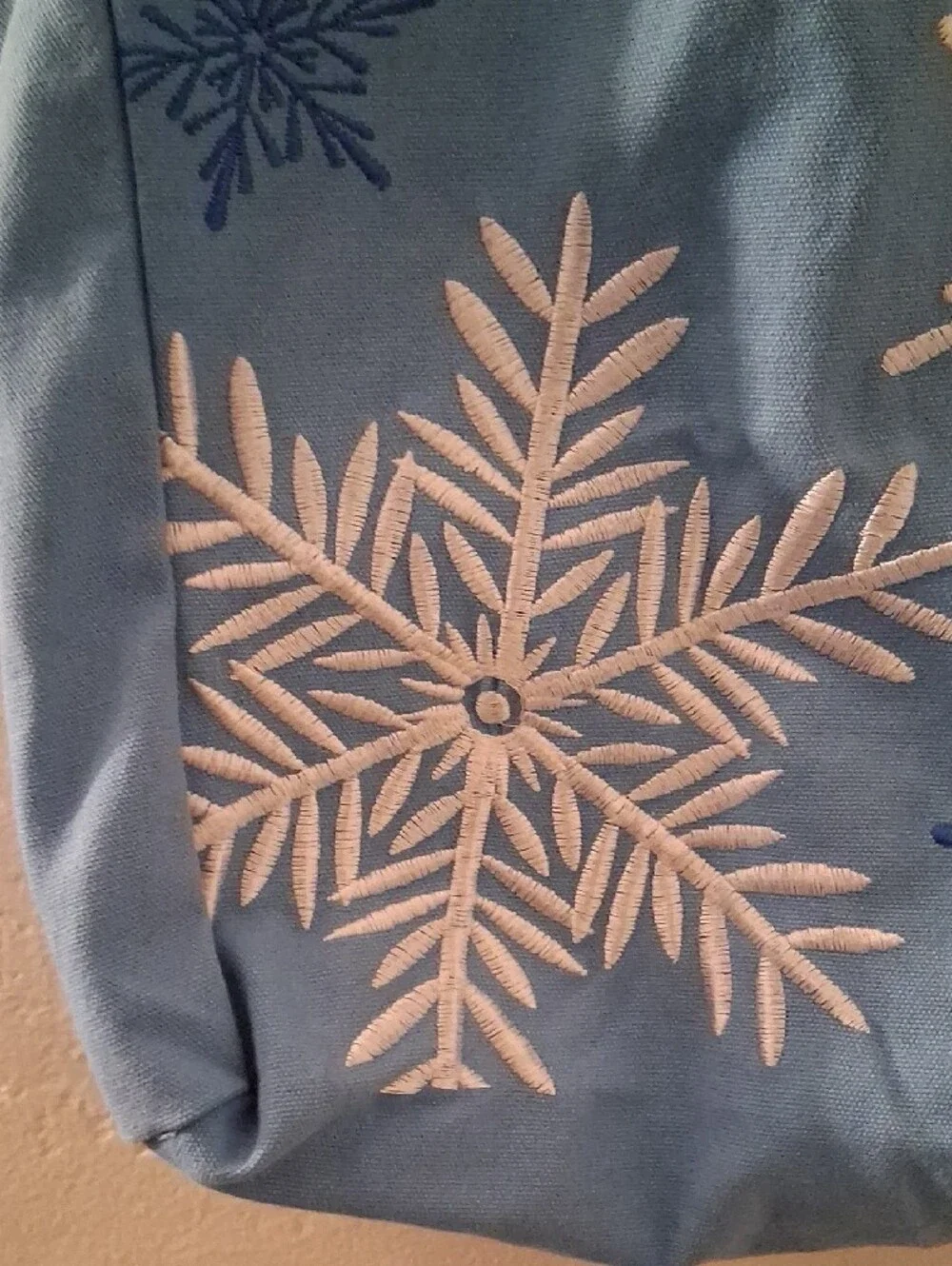 Blue Snowflake CanvasTote Bag - Unbrand100% Cotton Durable Christmas embroidery